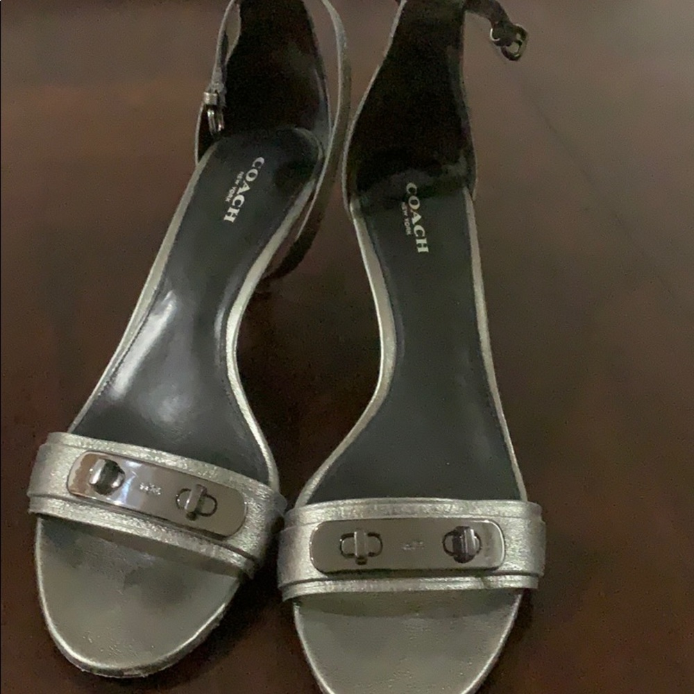 Silver Metallic Coach Heels